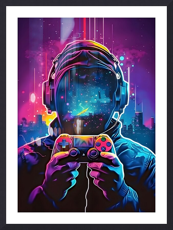 Neon gaming 1 Picture Frame print
