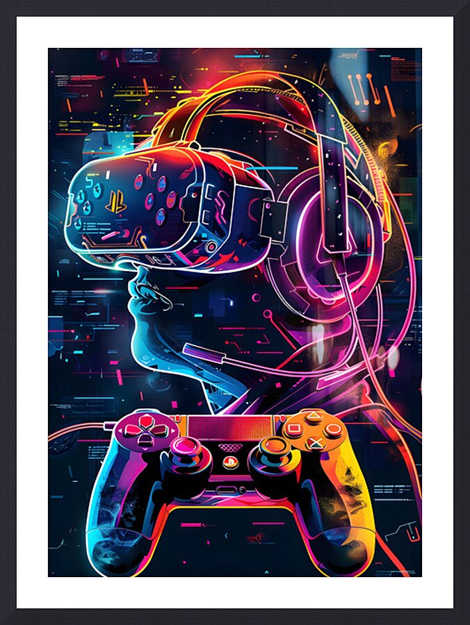 Neon gaming 13 Picture Frame print