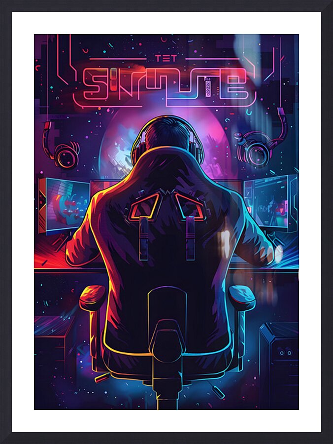Neon gaming 11 Picture Frame print