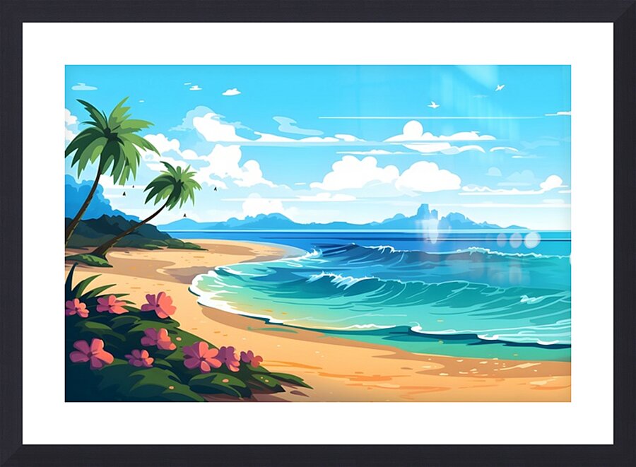 Beach Scenery Illustration 21 Picture Frame print