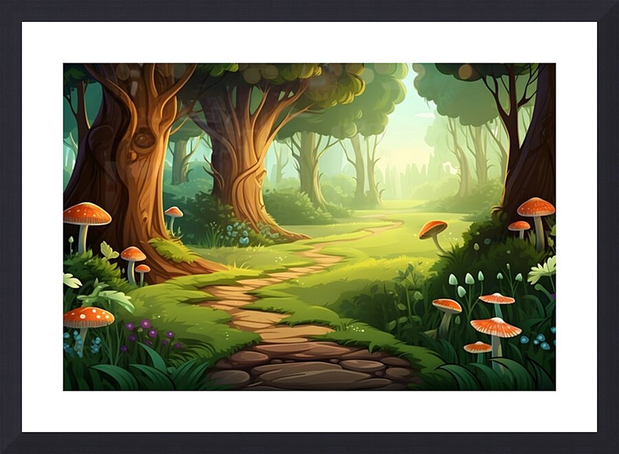 Forest Landscape Illustration 17 Picture Frame print
