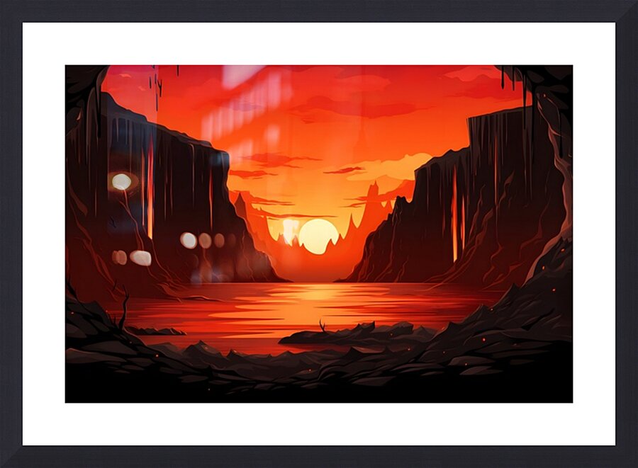 Lava Landscape Illustration 21 Picture Frame print