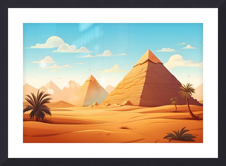 Pyramid Landscape Illustration 21 Picture Frame print