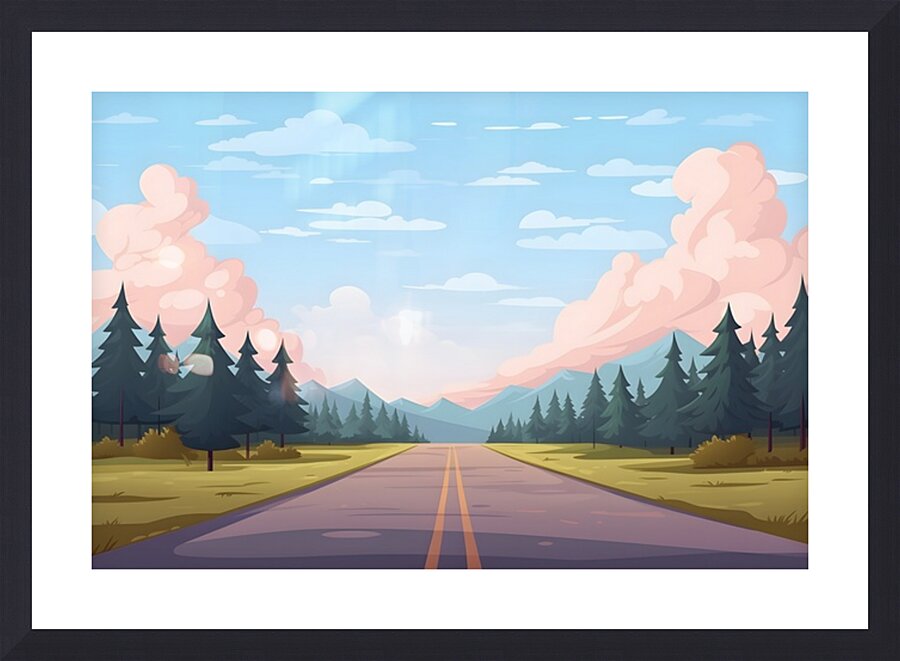 Road Landscape Illustration 31 Picture Frame print