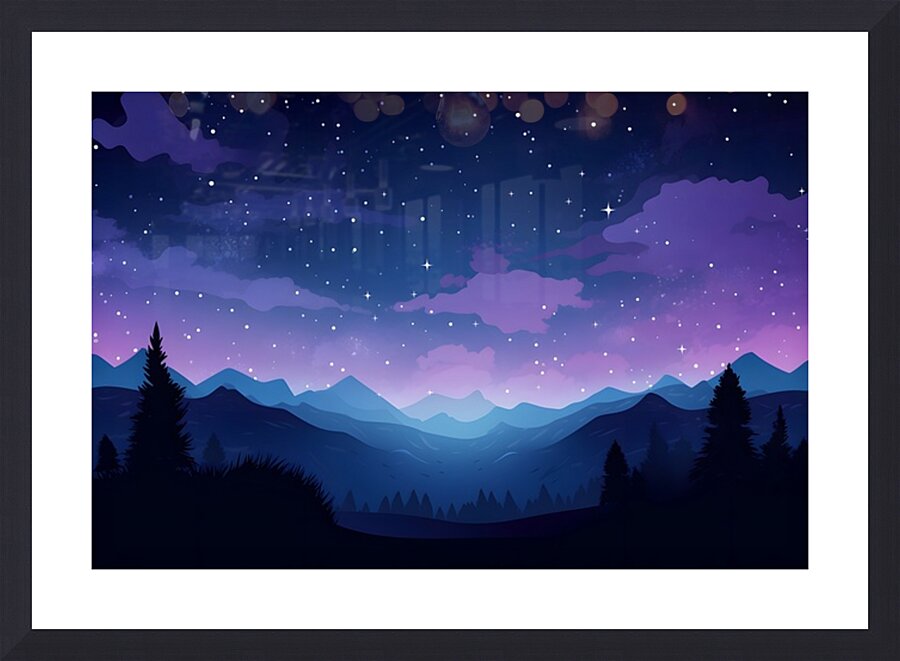 Beautiful Night Landscape Illustration 72 Picture Frame print