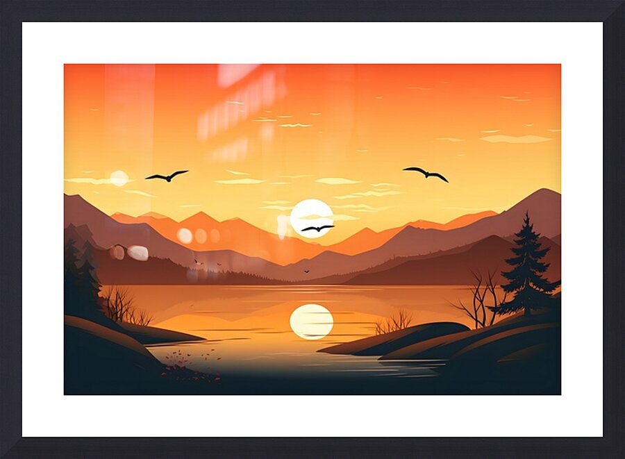 Sunset Landscape 4 Picture Frame print