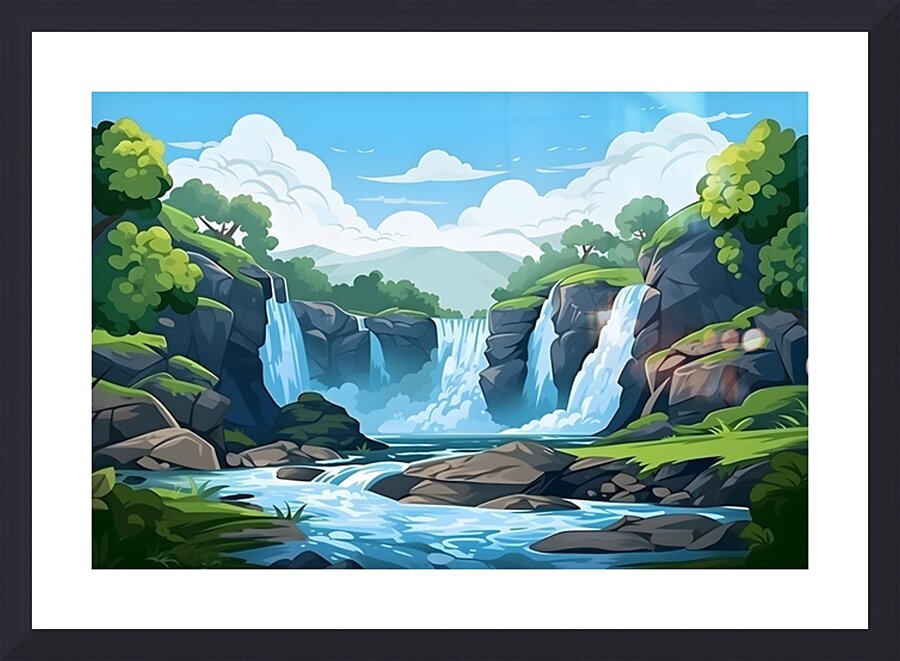 Waterfall Landscape 36 Picture Frame print