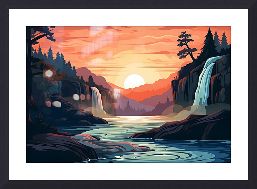 Waterfall Landscape 34 Picture Frame print