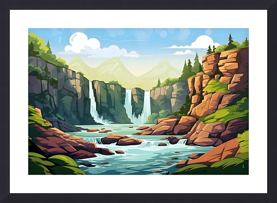 Waterfall Landscape 40 Picture Frame print