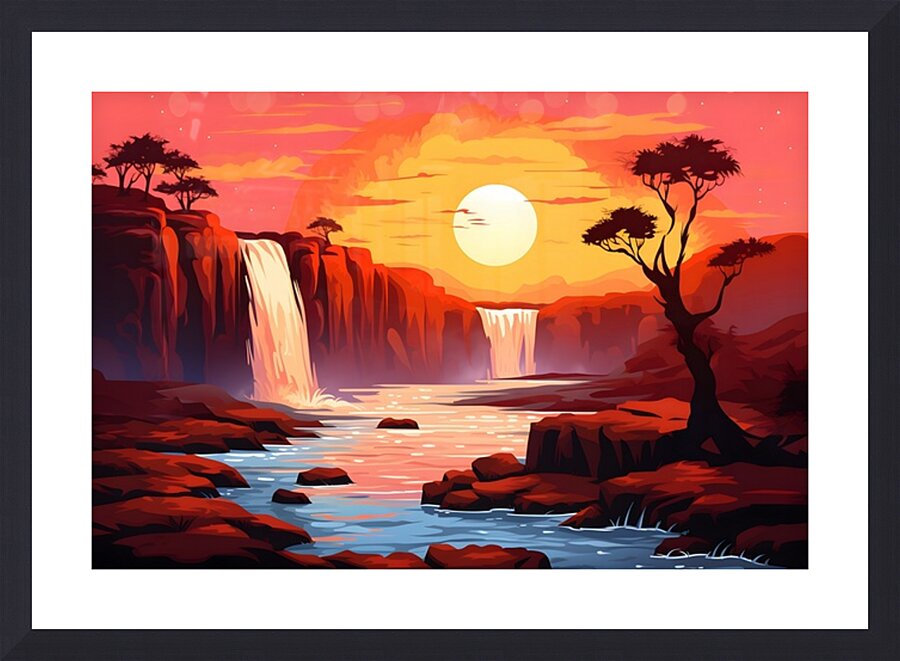Waterfall Landscape 53 Picture Frame print
