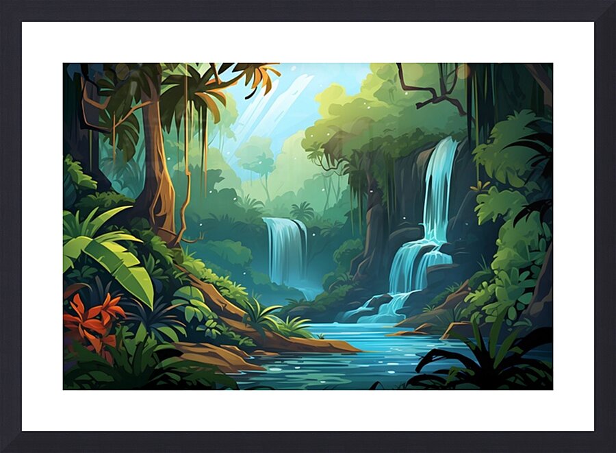 Waterfall Landscape 44 Picture Frame print