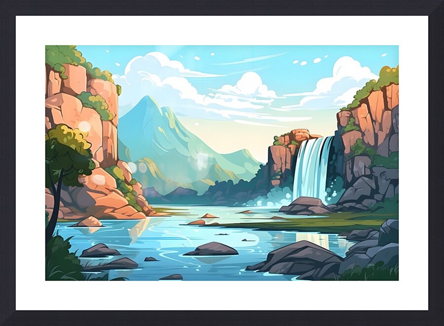 Waterfall Landscape 11 Picture Frame print