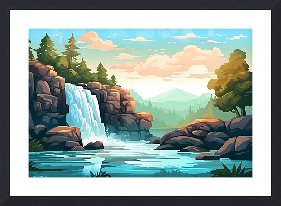 Waterfall Landscape 5 Picture Frame print