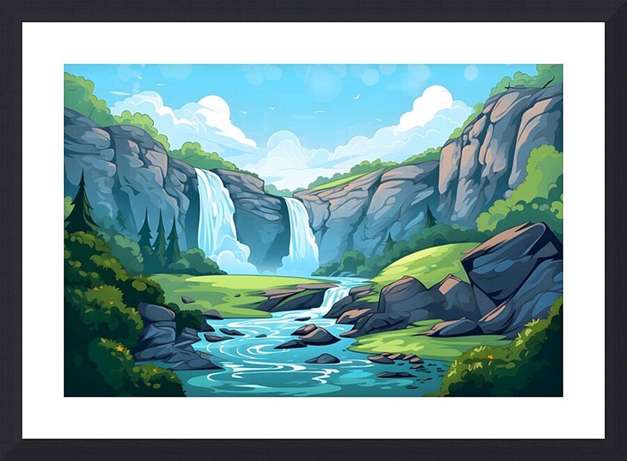 Waterfall Landscape 30 Picture Frame print