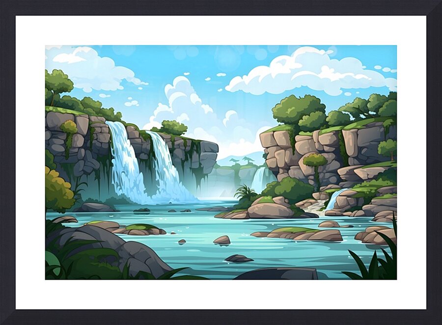 Waterfall Landscape 63 Picture Frame print