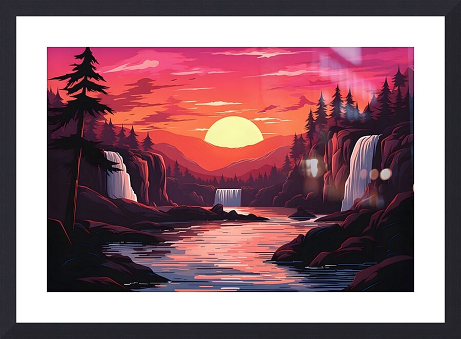 Waterfall Landscape 60 Picture Frame print