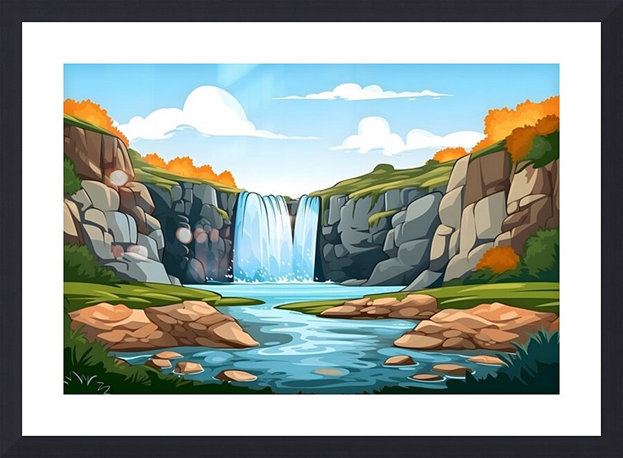 Waterfall Landscape 64 Picture Frame print