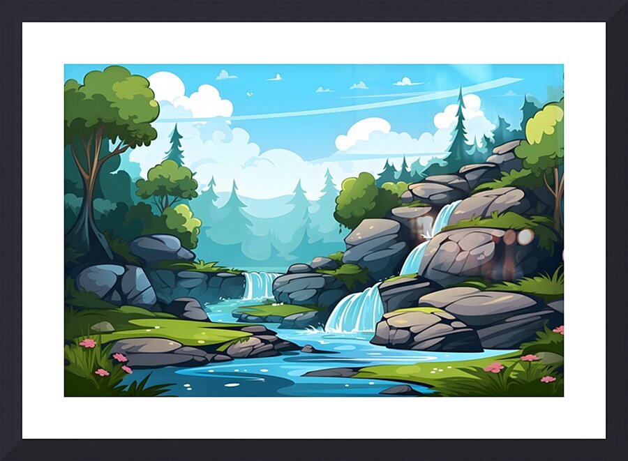 Waterfall Landscape 27 Picture Frame print