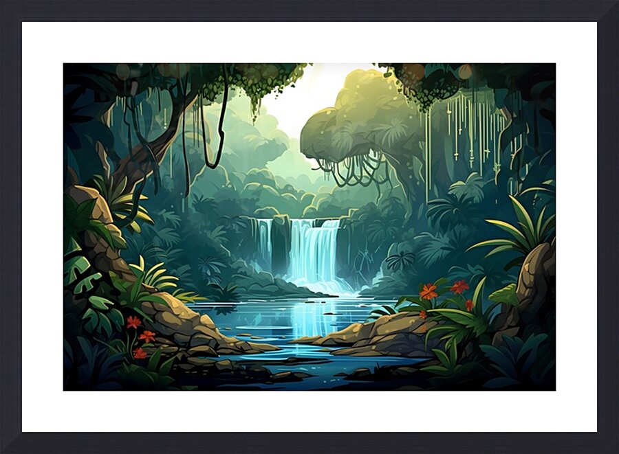 Waterfall Landscape 47 Picture Frame print