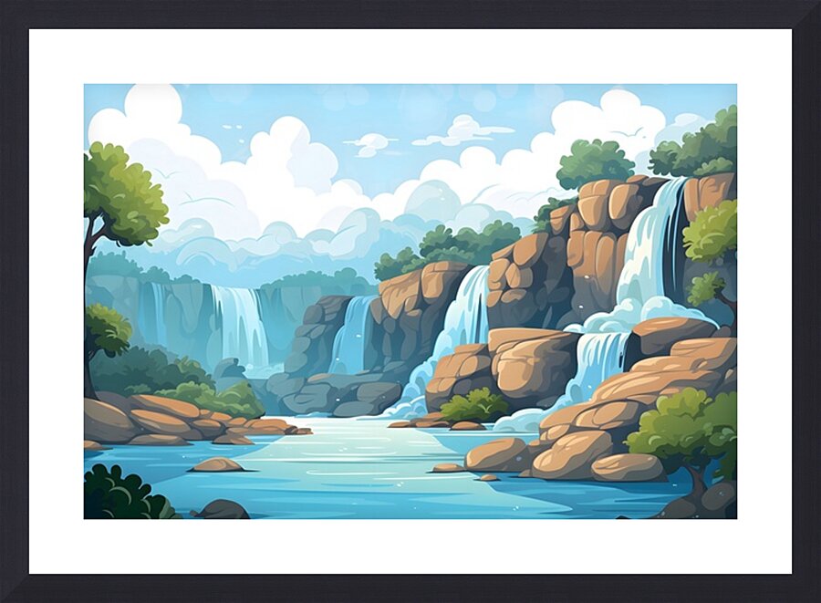 Waterfall Landscape 28 Picture Frame print