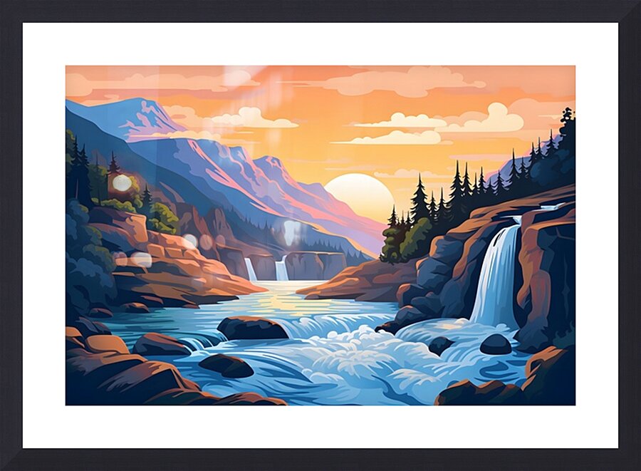 Waterfall Landscape 6 Picture Frame print