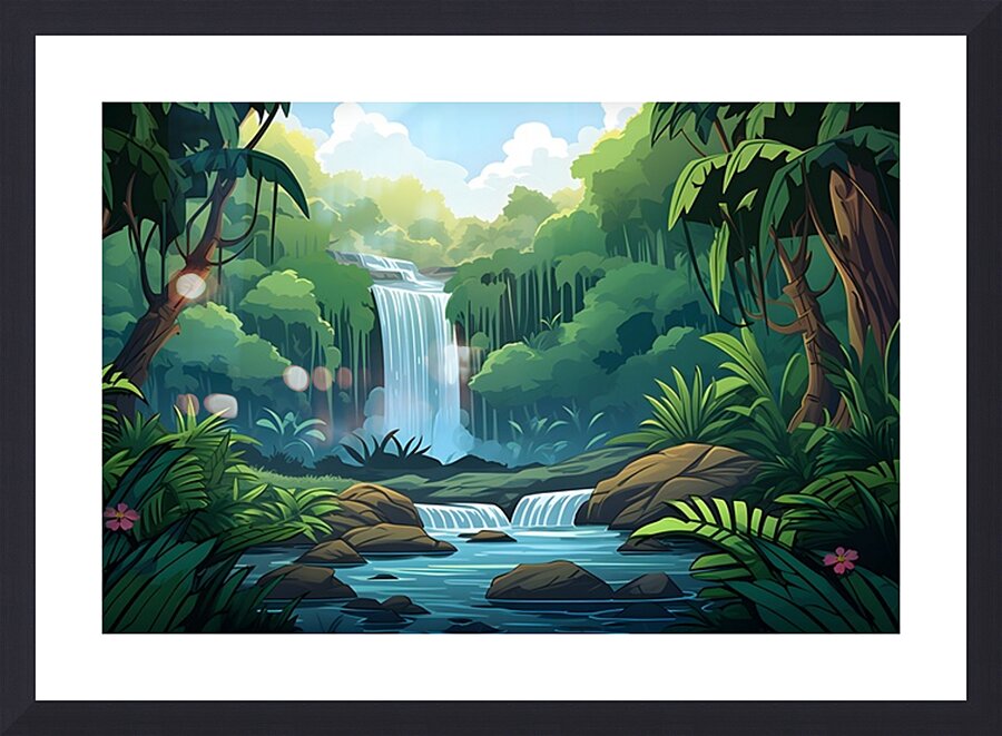 Waterfall Landscape 45 Picture Frame print