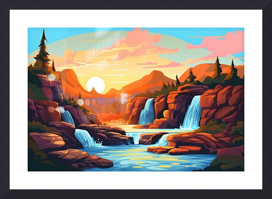 Waterfall Landscape 24 Picture Frame print