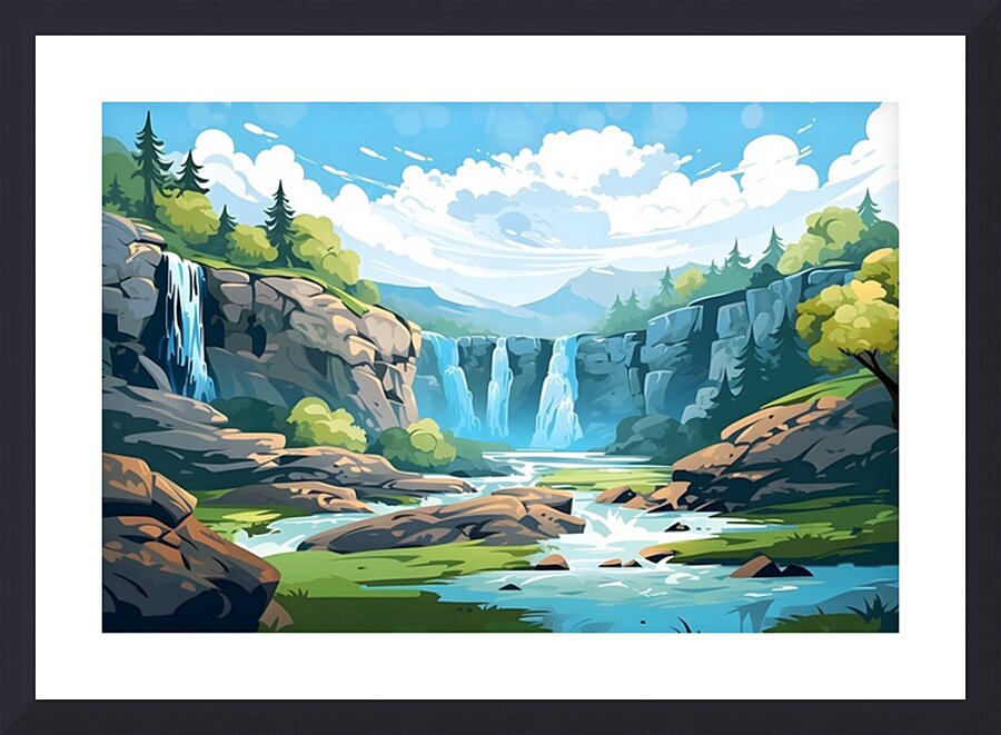 Waterfall Landscape 21 Picture Frame print