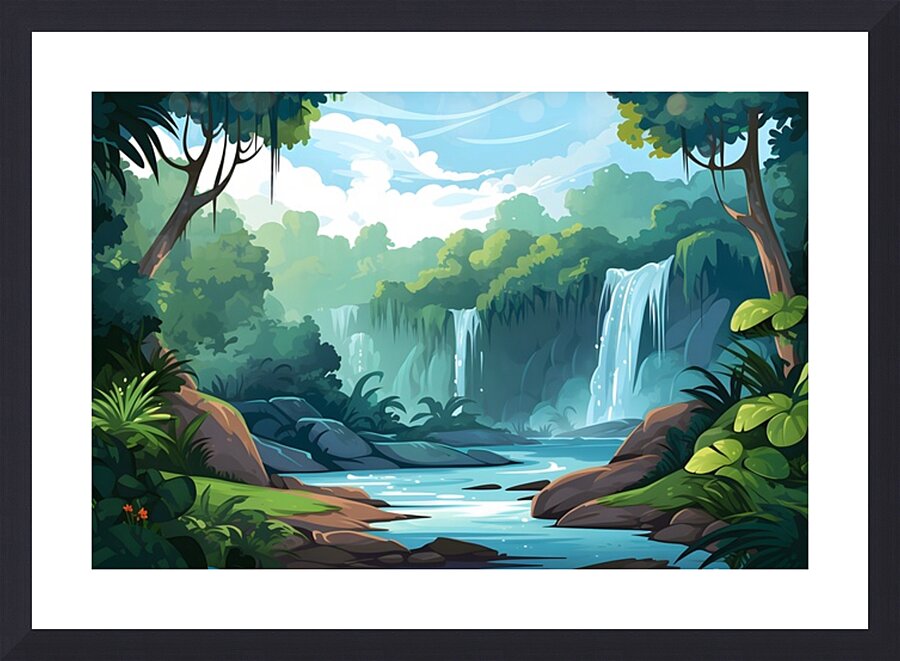 Waterfall Landscape 42 Picture Frame print
