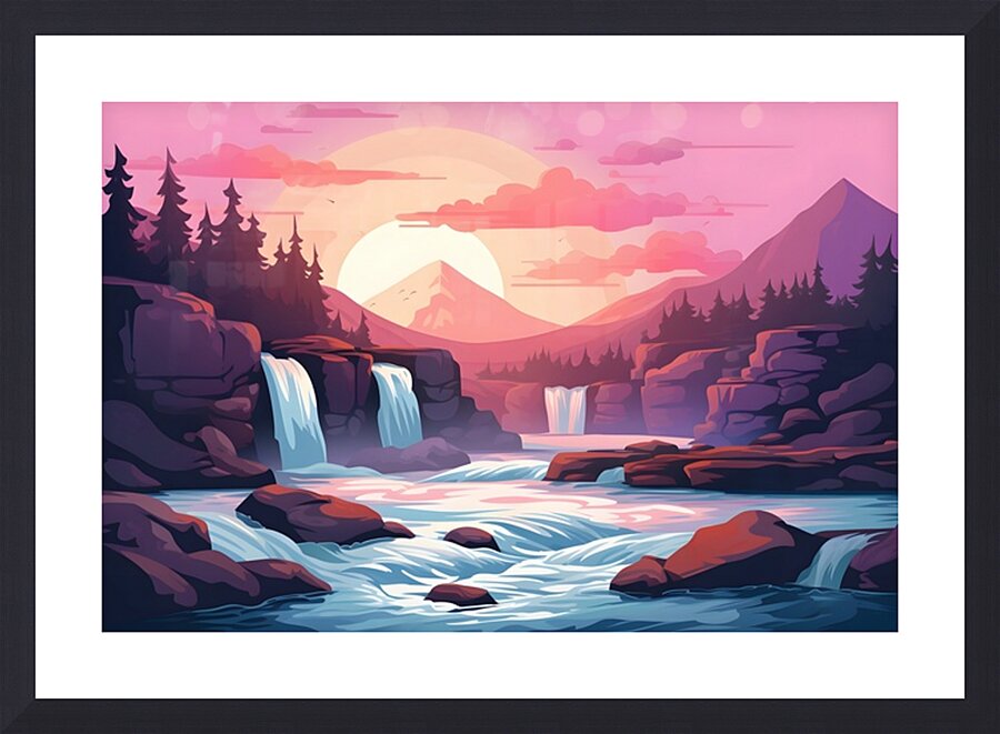 Waterfall Landscape 3 Picture Frame print