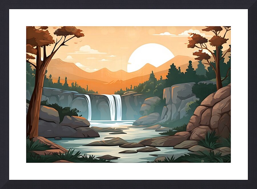 Waterfall Landscape 65 Picture Frame print