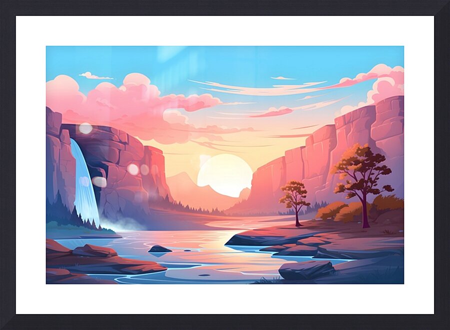 Waterfall Landscape 8 Picture Frame print
