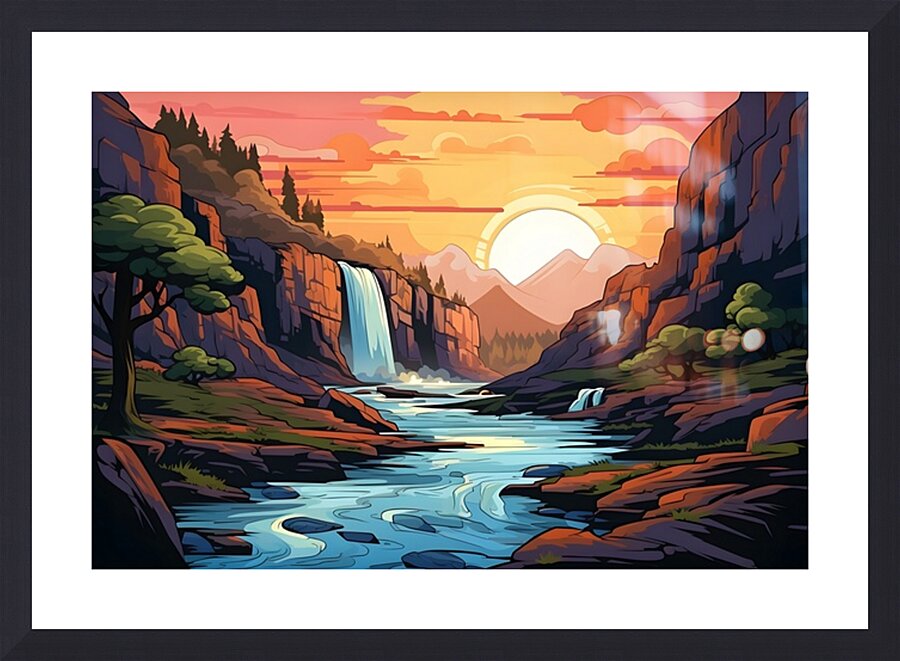 Waterfall Landscape 79 Picture Frame print