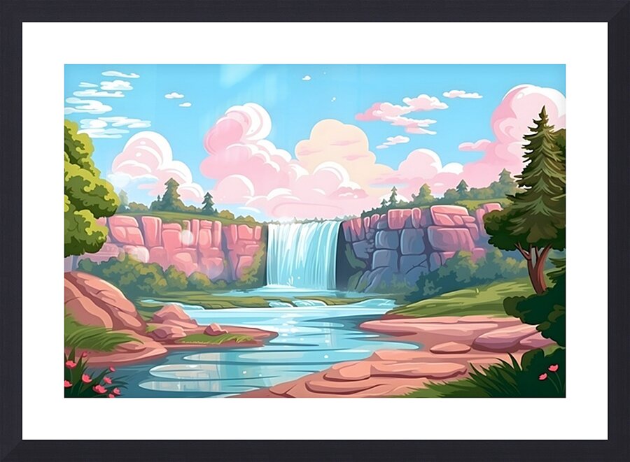 Waterfall Landscape 78 Picture Frame print
