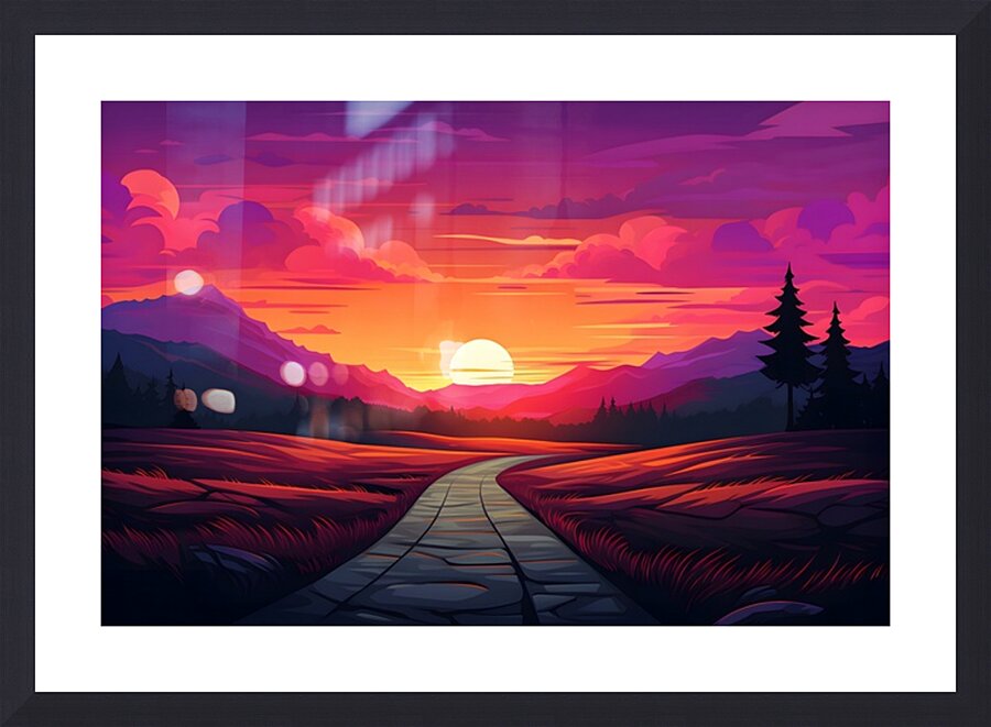 Sunset Landscape 45 Picture Frame print