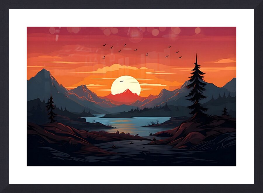 Sunset Landscape 100 Picture Frame print