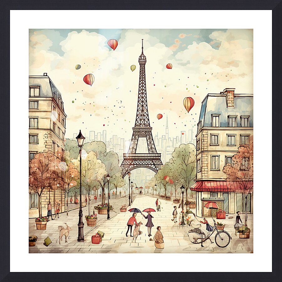 Happy Paris 7 Picture Frame print