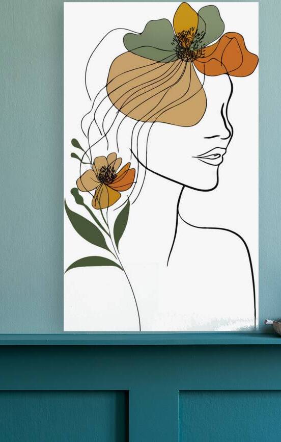 Abstract Floral Line Art – Feminine Botanical Illustration 4 by Aura Gallery