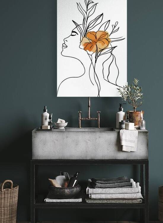 Abstract Floral Line Art – Feminine Botanical Illustration 5 by Aura Gallery