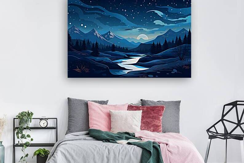 Beautiful Night Landscape Illustration 51 by Nora studio