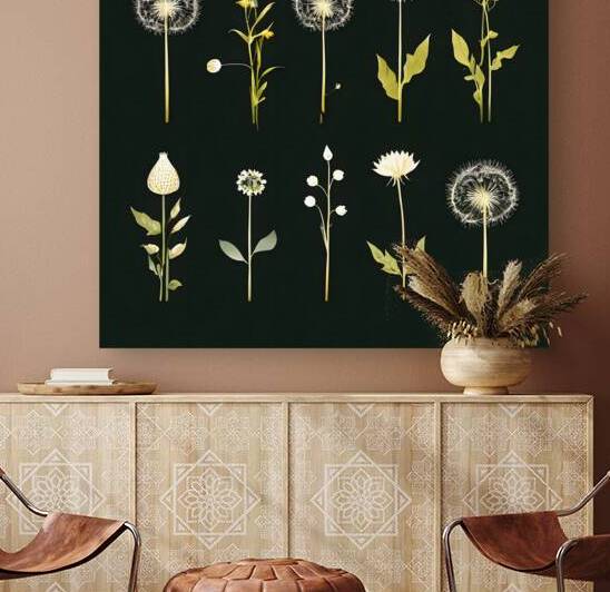  Artistic Botanical Flower Collection – Rose Sunflower and Yellow Bloom Illustrations 42 by Aura Gallery