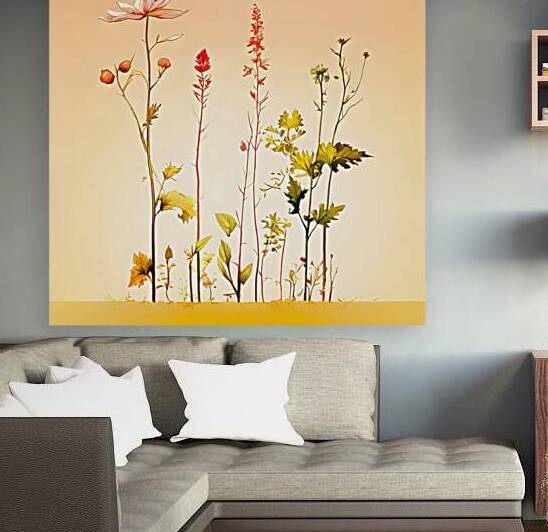  Artistic Botanical Flower Collection – Rose Sunflower and Yellow Bloom Illustrations 7 by Aura Gallery