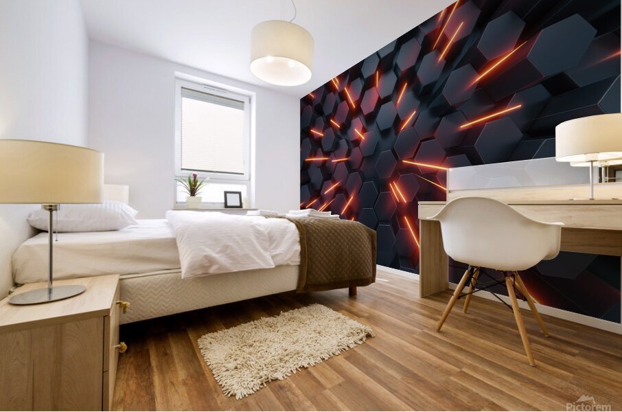 intricate 3D hexagonal pattern 2 Mural print