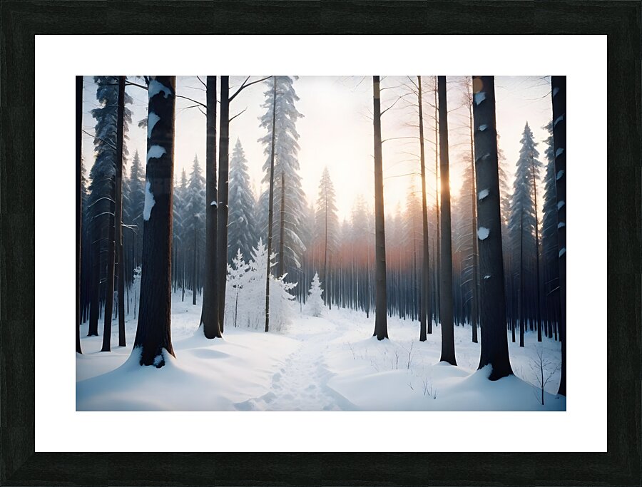 Dramatic winter northern background Picture Frame print