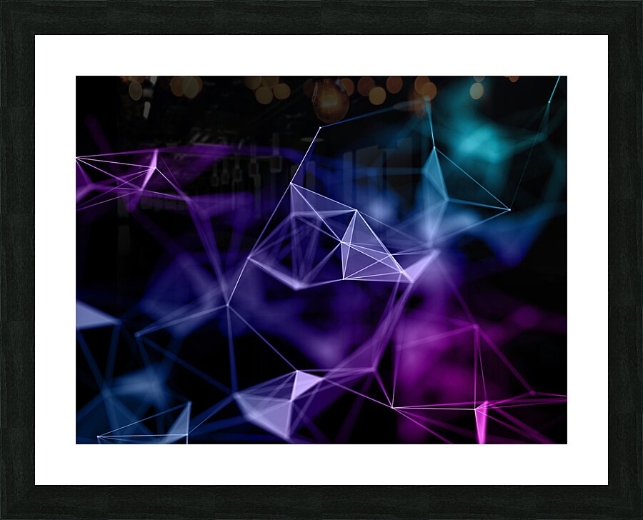 3d render low poly network communications design. Picture Frame print