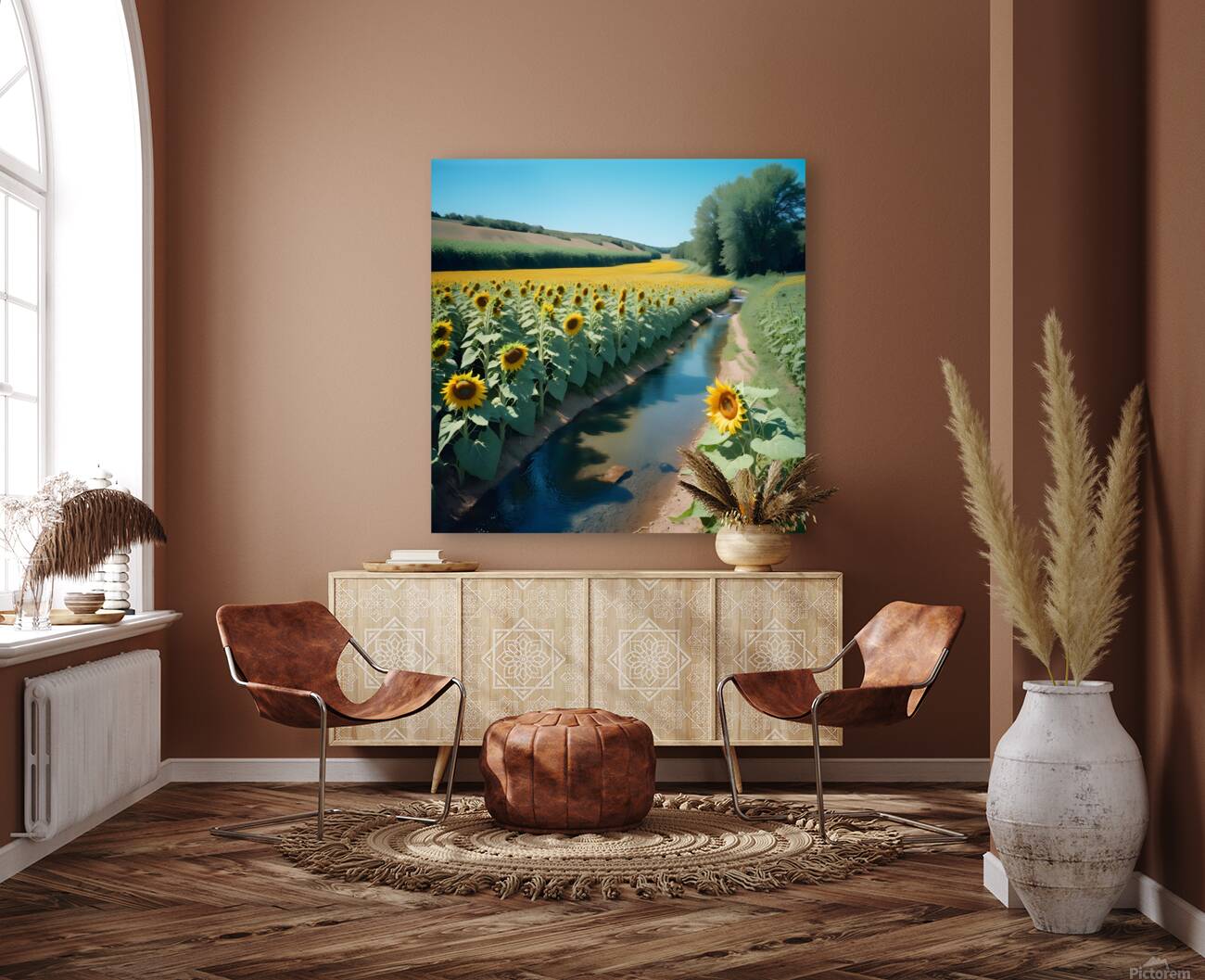 Sunflower field landscape Reproduction
