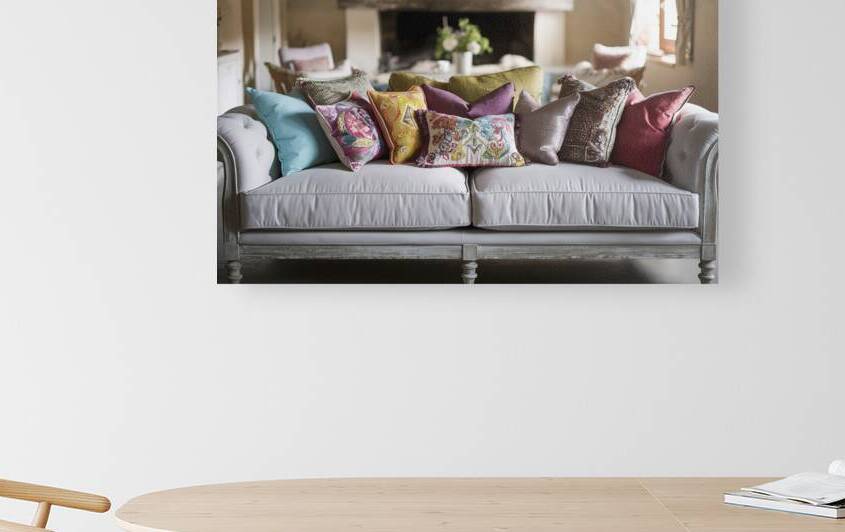 a beautifully crafted elegant sofa adorned with a by Gabriela Ghita