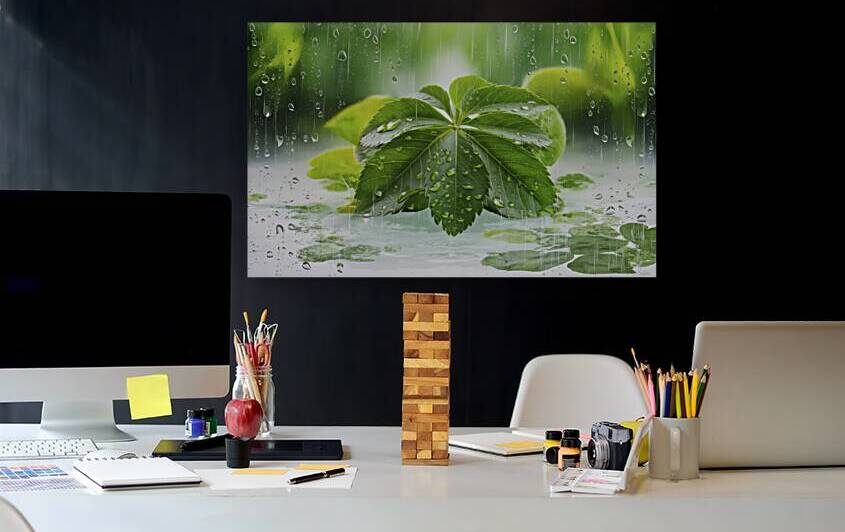 A stunning isolated image of green leaves with dr by Gabriela Ghita