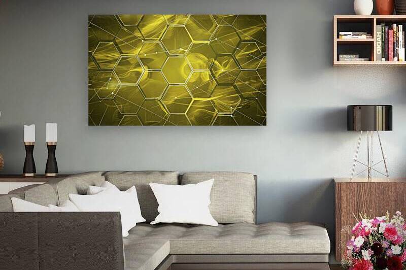 A futuristic digital artwork portraying a hexagon by Gabriela Ghita