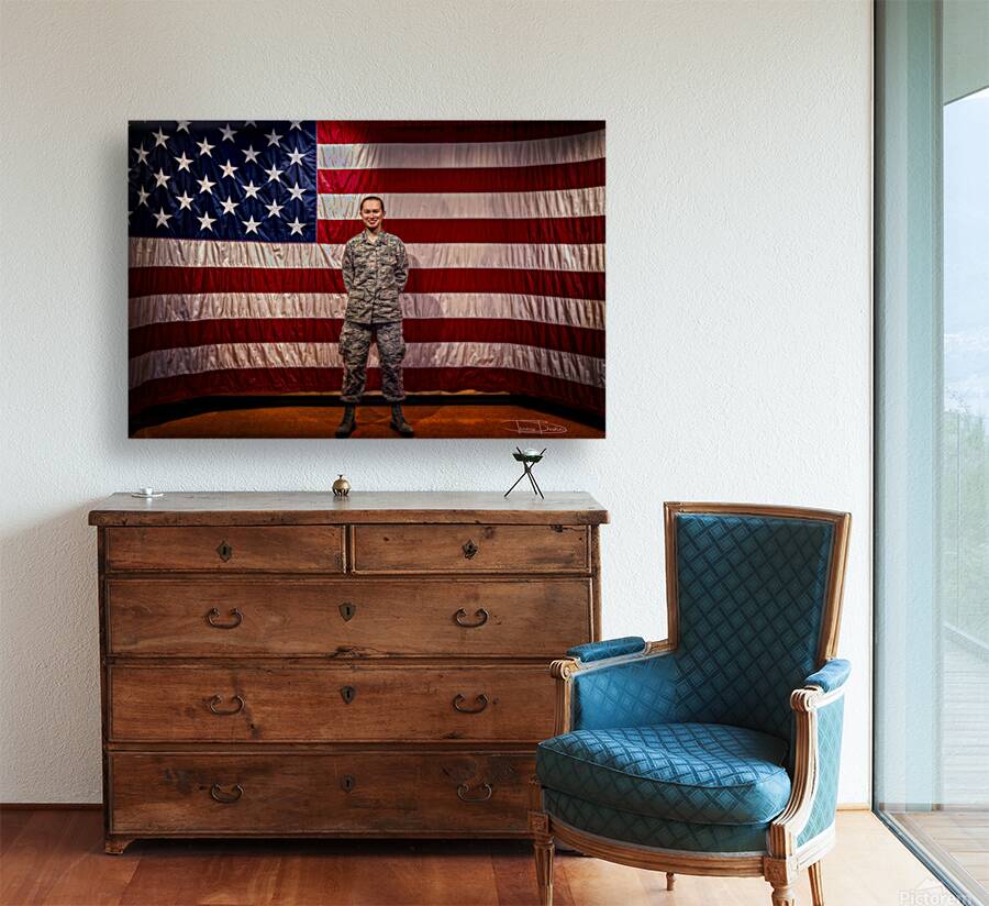  Airman with Flag Reproduction